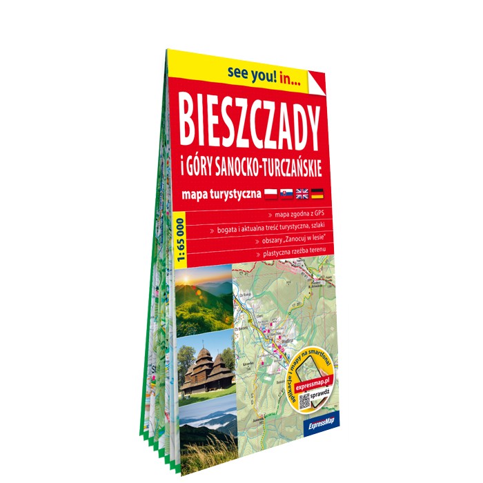 Bieszczady i Góry Sanocko-Turczańskie; papierowa mapa turystyczna 1:65 000 - ExpressMap.pl