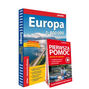 Europa; atlas samochodowy 1:800 000 + instrukcja pierwszej pomocy