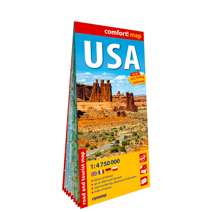 USA; laminowana mapa samochodowo-turystyczna 1:4 750 000 - ExpressMap.pl