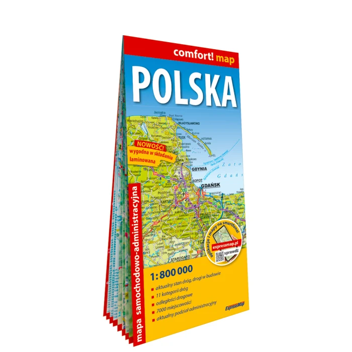 Polska; laminowana mapa samochodowo-administracyjna 1:800 000 - ExpressMap.pl
