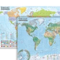 Świat; ścienna mapa polityczna i krajobrazowa 1:44 000 000, B2, plakat