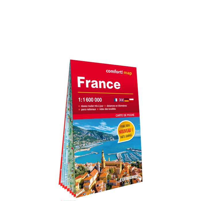 Francja (France); kieszonkowa laminowana mapa samochodowa 1:1 600 000 - ExpressMap.pl