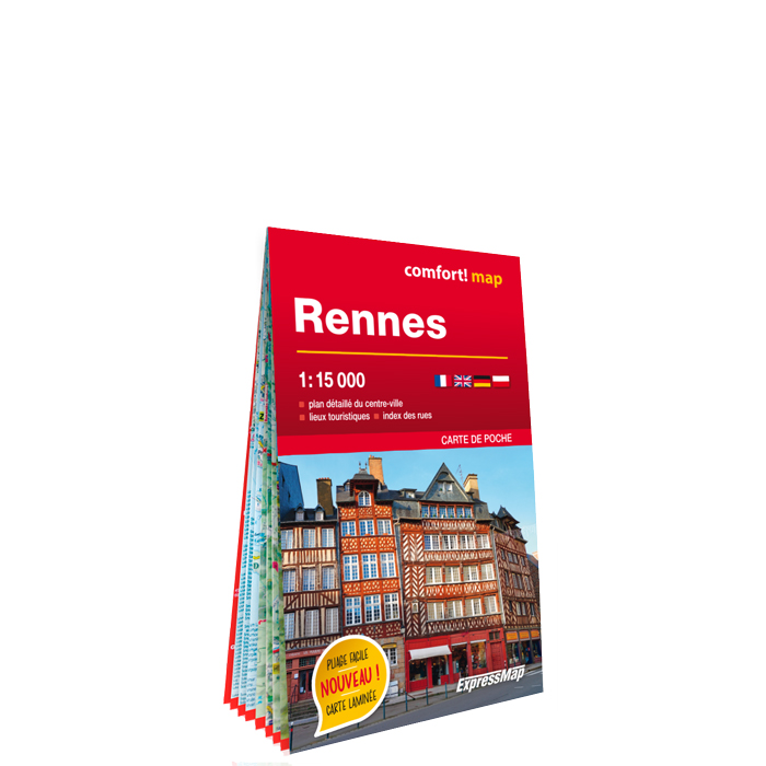 Rennes; kieszonkowy laminowany plan miasta 1:15 000 - ExpressMap.pl