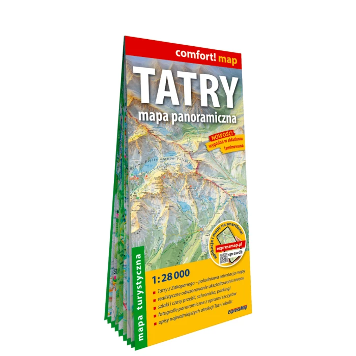 Tatry Mapa - Panoramiczna, laminowana, turystyczna 1:28 000